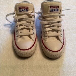 Converse Classic White Sneakers with Red Trim